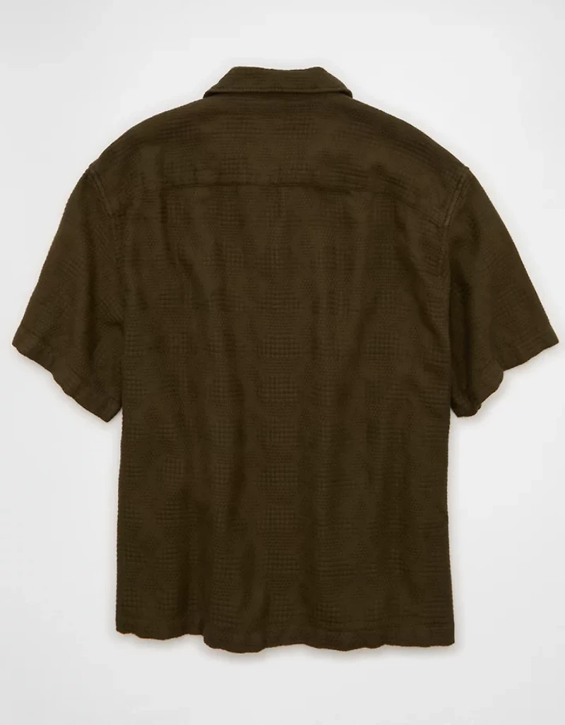AE Relaxed Fit Camp Collar Button-Up Shirt