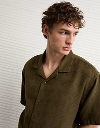 AE Relaxed Fit Camp Collar Button-Up Shirt