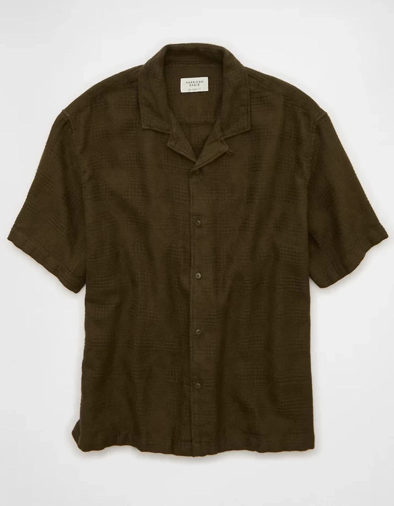 AE Relaxed Fit Camp Collar Button-Up Shirt
