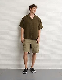AE Relaxed Fit Camp Collar Button-Up Shirt