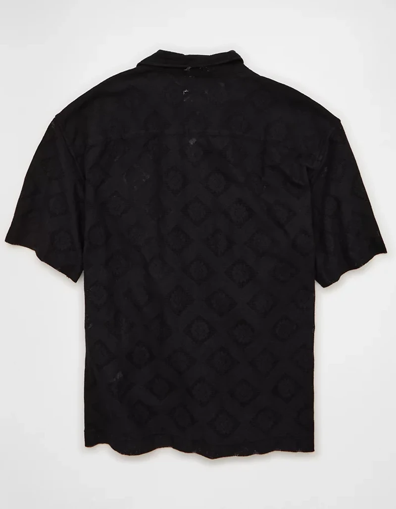 AE Relaxed Fit Camp Collar Button-Up Shirt