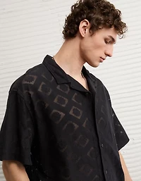 AE Relaxed Fit Camp Collar Button-Up Shirt