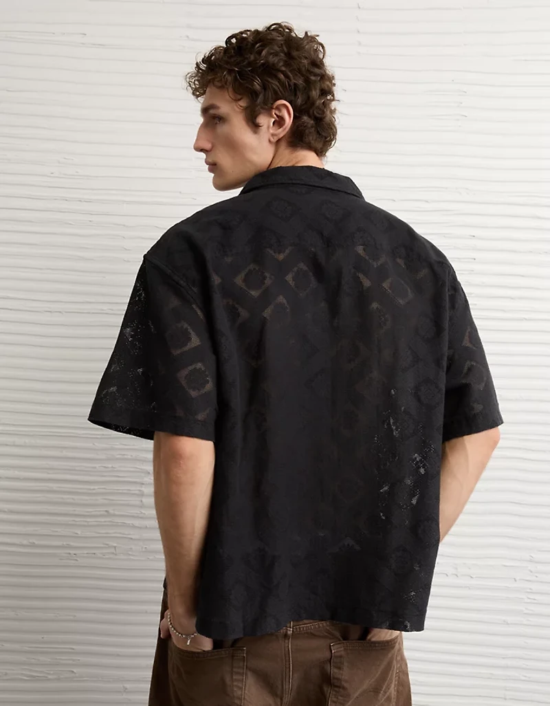 AE Relaxed Fit Camp Collar Button-Up Shirt