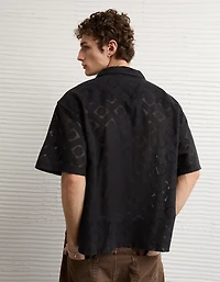 AE Relaxed Fit Camp Collar Button-Up Shirt