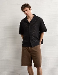AE Relaxed Fit Camp Collar Button-Up Shirt