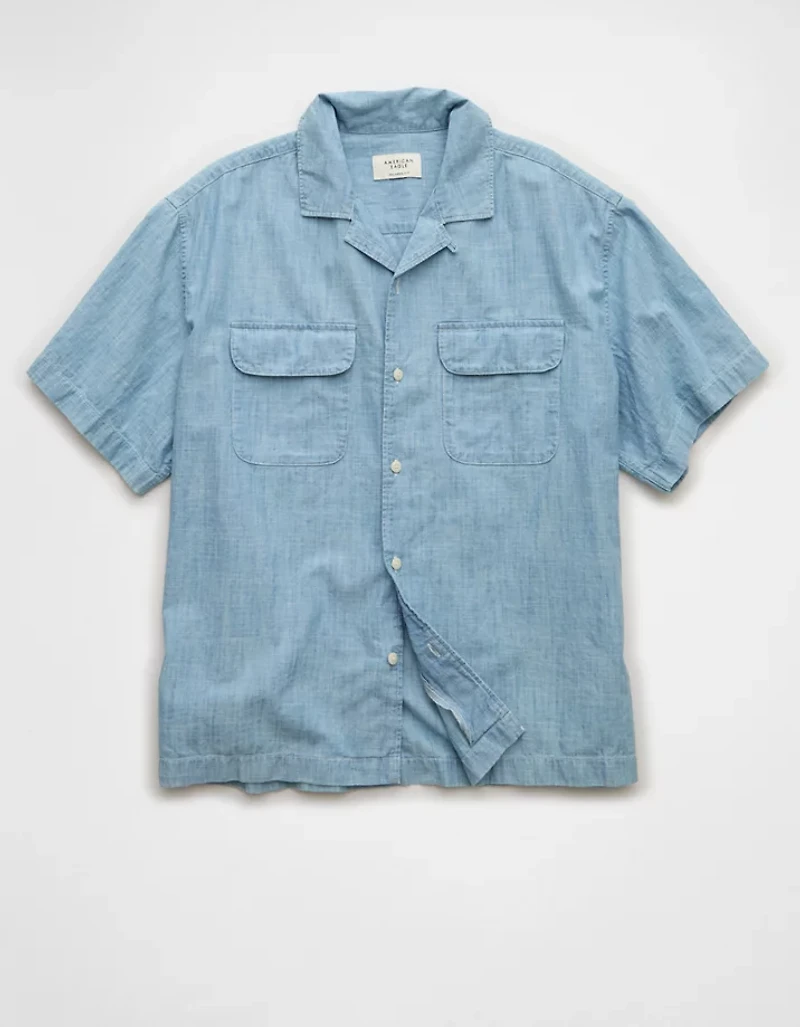 Chemise à manches courtes et col cubain coupe décontractée AE