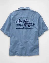 AE Relaxed Ford Mustang Denim Button-Up Shirt