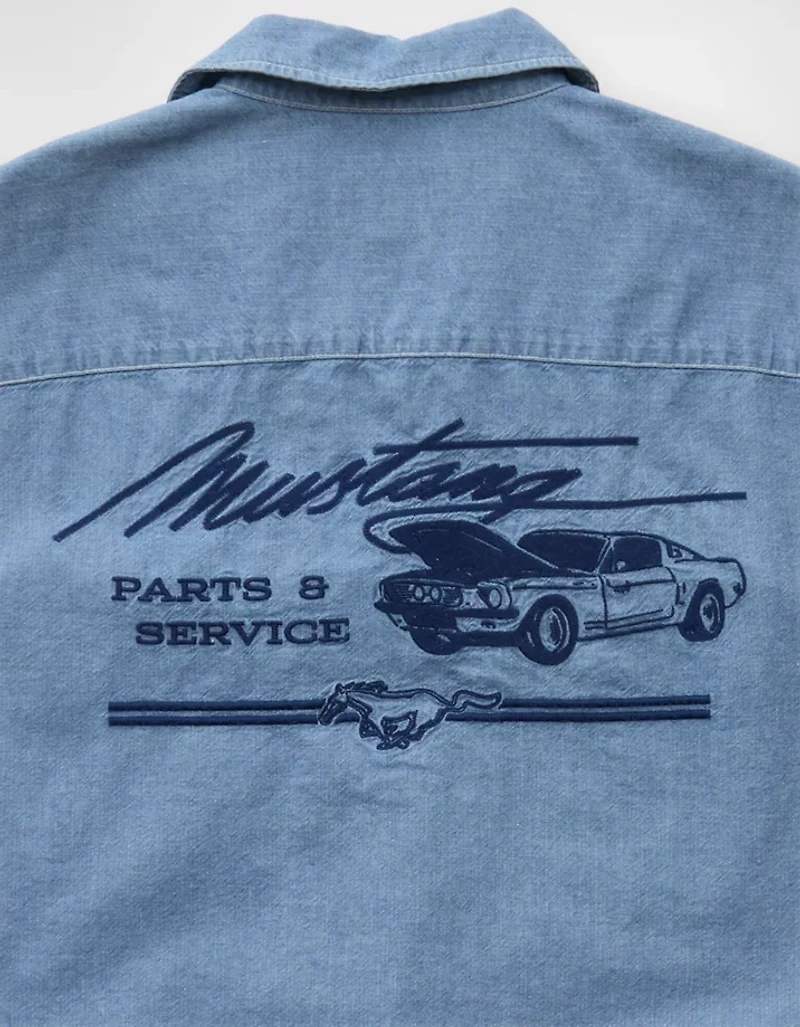 AE Relaxed Ford Mustang Denim Button-Up Shirt