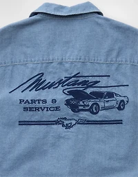 AE Relaxed Ford Mustang Denim Button-Up Shirt
