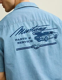 AE Relaxed Ford Mustang Denim Button-Up Shirt