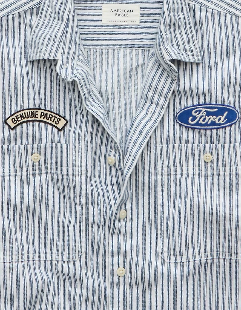 AE Short-Sleeve Denim Button-Up Shirt