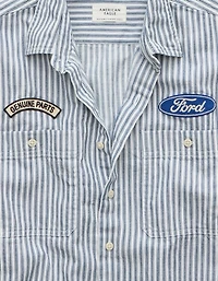 AE Short-Sleeve Denim Button-Up Shirt