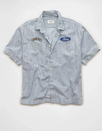 AE Short-Sleeve Denim Button-Up Shirt