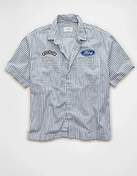 AE Short-Sleeve Denim Button-Up Shirt