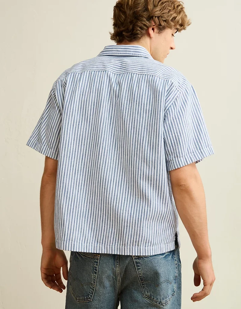 AE Relaxed Ford Denim Short-Sleeve Button-Up Shirt