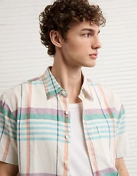 AE Standard Fit Linen-Blend Button-Up Shirt