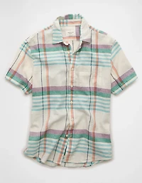 AE Standard Fit Linen-Blend Button-Up Shirt