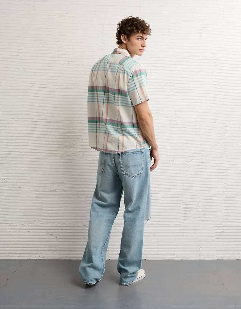 AE Standard Fit Linen-Blend Button-Up Shirt