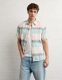 AE Standard Fit Linen-Blend Button-Up Shirt