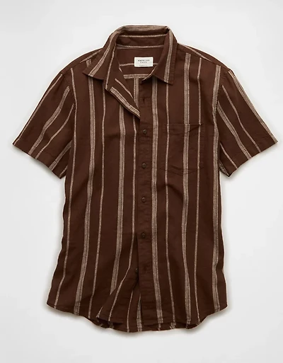 AE Standard Fit Linen-Blend Button-Up Shirt