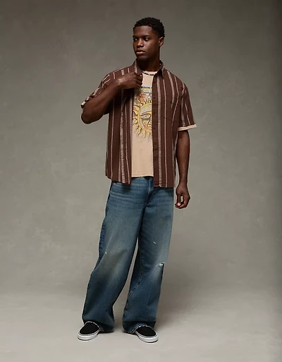 AE Standard Fit Linen-Blend Button-Up Shirt