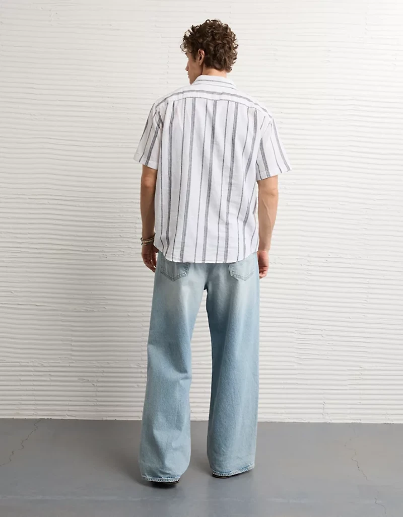 AE Standard Fit Linen-Blend Button-Up Shirt