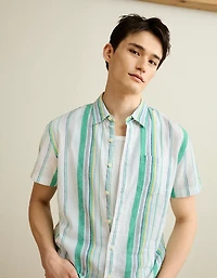 AE Standard Fit Linen-Blend Button-Up Shirt