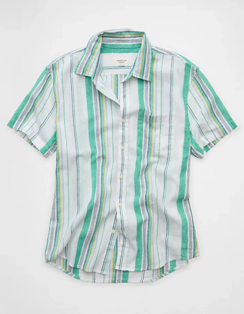 AE Standard Fit Linen-Blend Button-Up Shirt