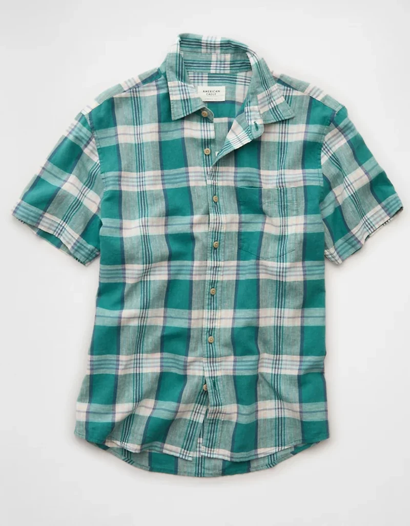 AE Standard Fit Linen-Blend Button-Up Shirt