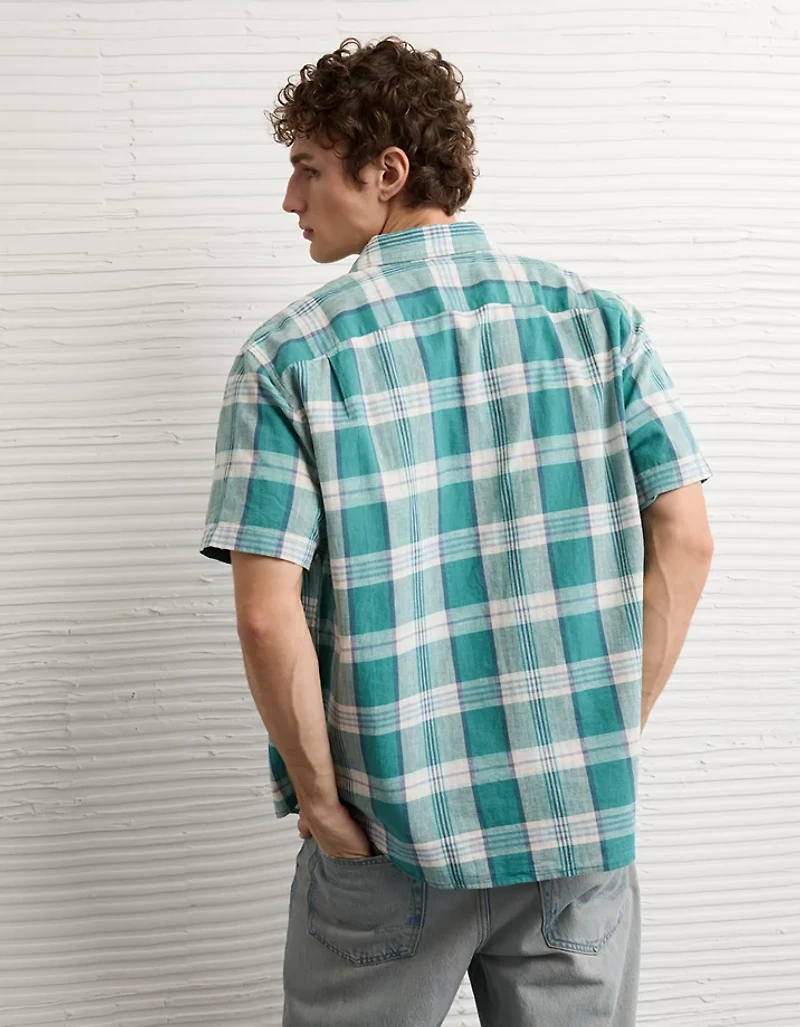 AE Standard Fit Linen-Blend Button-Up Shirt