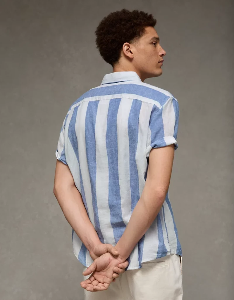 AE Standard Fit Linen-Blend Button-Up Shirt