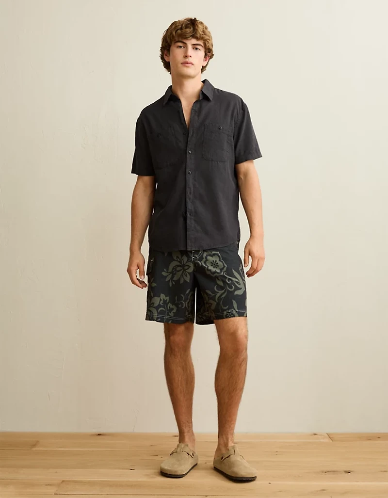 AE Standard Fit Linen-Blend Button-Up Shirt