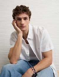 AE Standard Fit Linen-Blend Button-Up Shirt