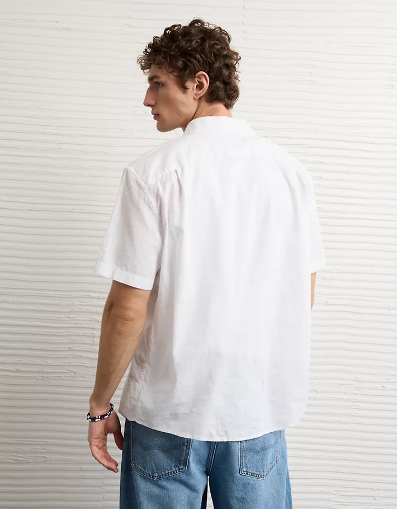 AE Standard Fit Linen-Blend Button-Up Shirt