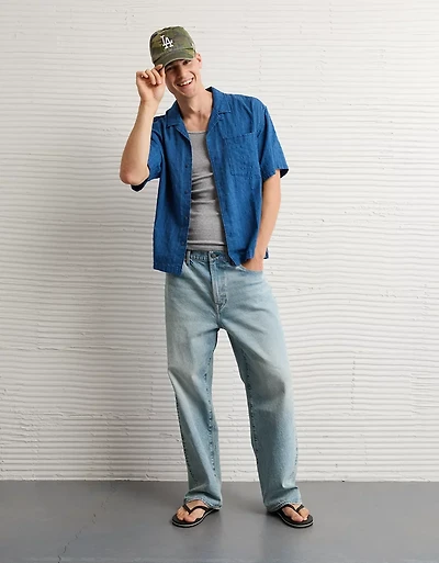 AE Relaxed Short-Sleeve Button-Up Shirt