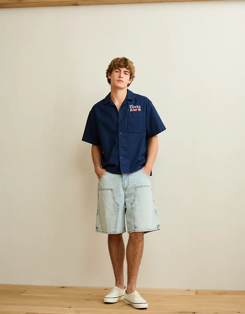 AE Relaxed Coors Light Camp Collar Button-Up Shirt