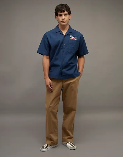 AE Relaxed Coors Light Camp Collar Button-Up Shirt