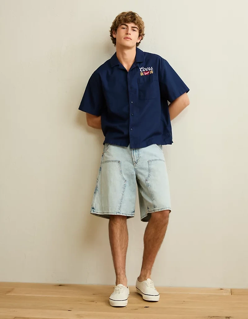 AE Relaxed Coors Light Camp Collar Button-Up Shirt