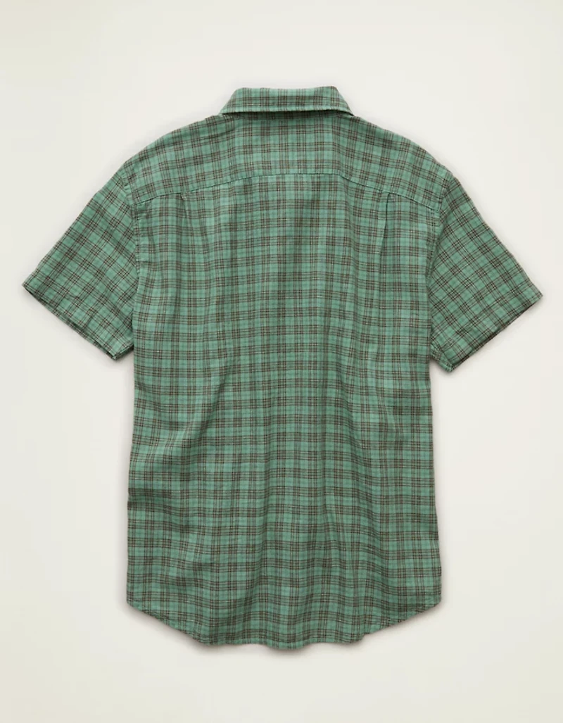 AE Standard Fit Linen-Blend Short-Sleeve Button-Up Shirt