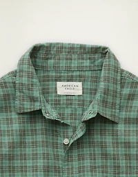 AE Standard Fit Linen-Blend Short-Sleeve Button-Up Shirt