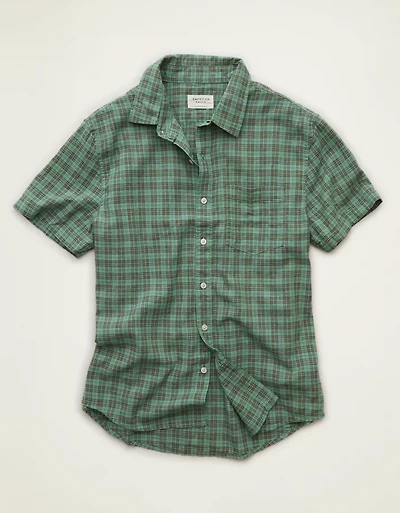 AE Standard Fit Linen-Blend Short-Sleeve Button-Up Shirt