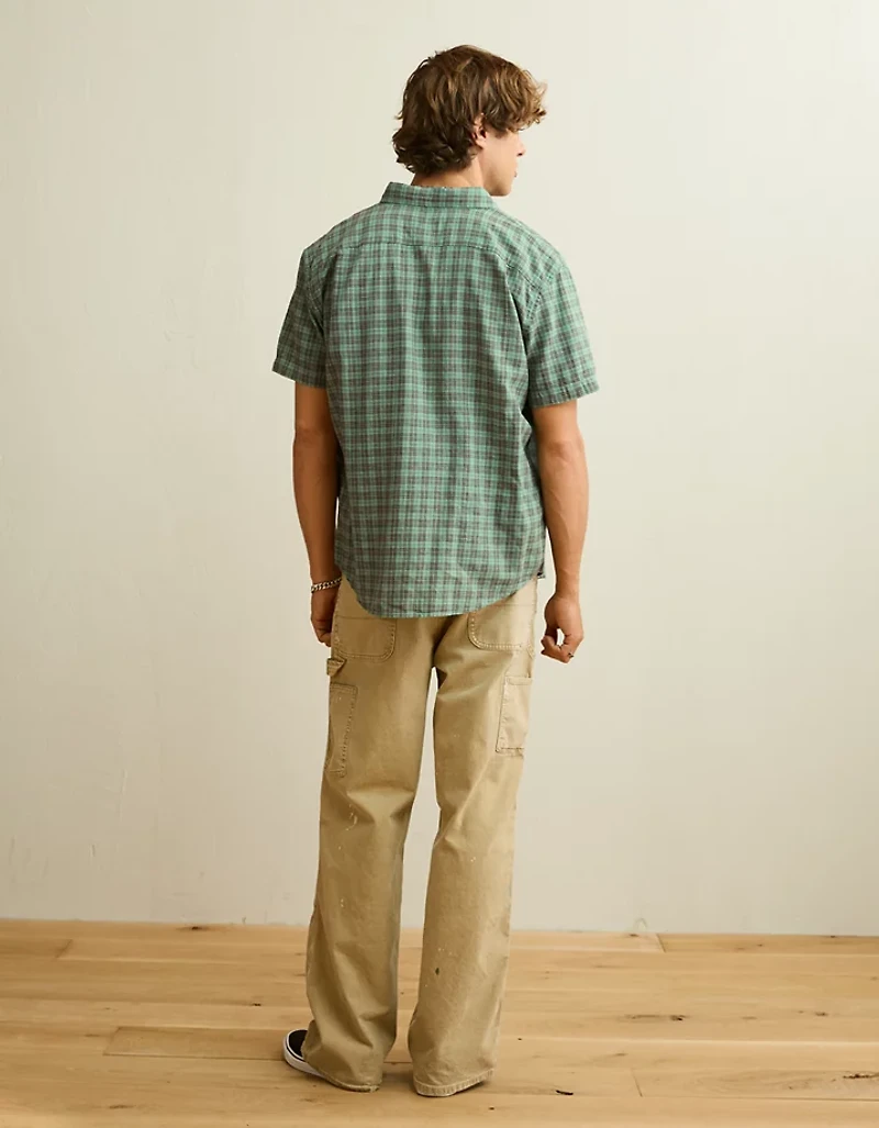 AE Standard Fit Linen-Blend Short-Sleeve Button-Up Shirt
