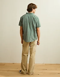 AE Standard Fit Linen-Blend Short-Sleeve Button-Up Shirt