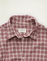 Chemise boutonnée à manches courtes en mélange de lin coupe standard AE