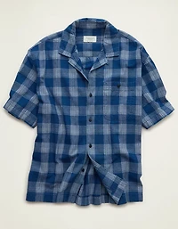 AE Relaxed Fit Camp Collar Button-Up Shirt