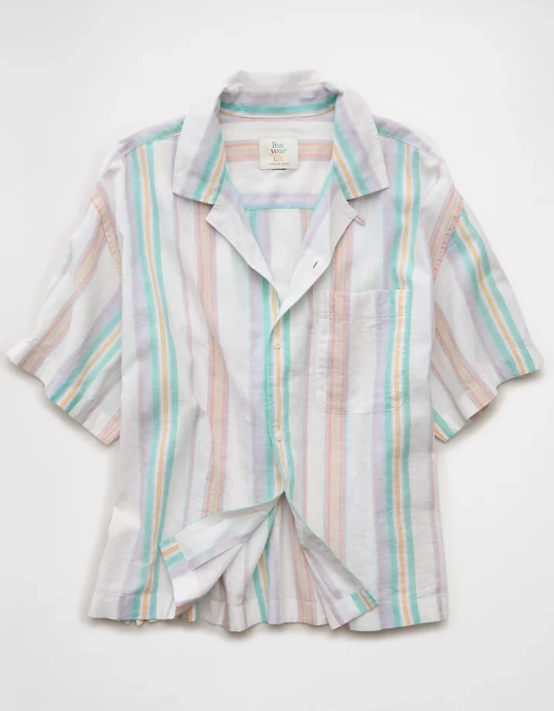 Chemise boutonnée à col cubain et coupe décontractée en oxford Fierté AE