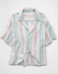 Chemise boutonnée à col cubain et coupe décontractée en oxford Fierté AE