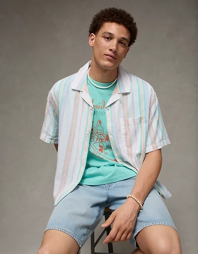 Chemise boutonnée à col cubain et coupe décontractée en oxford Fierté AE