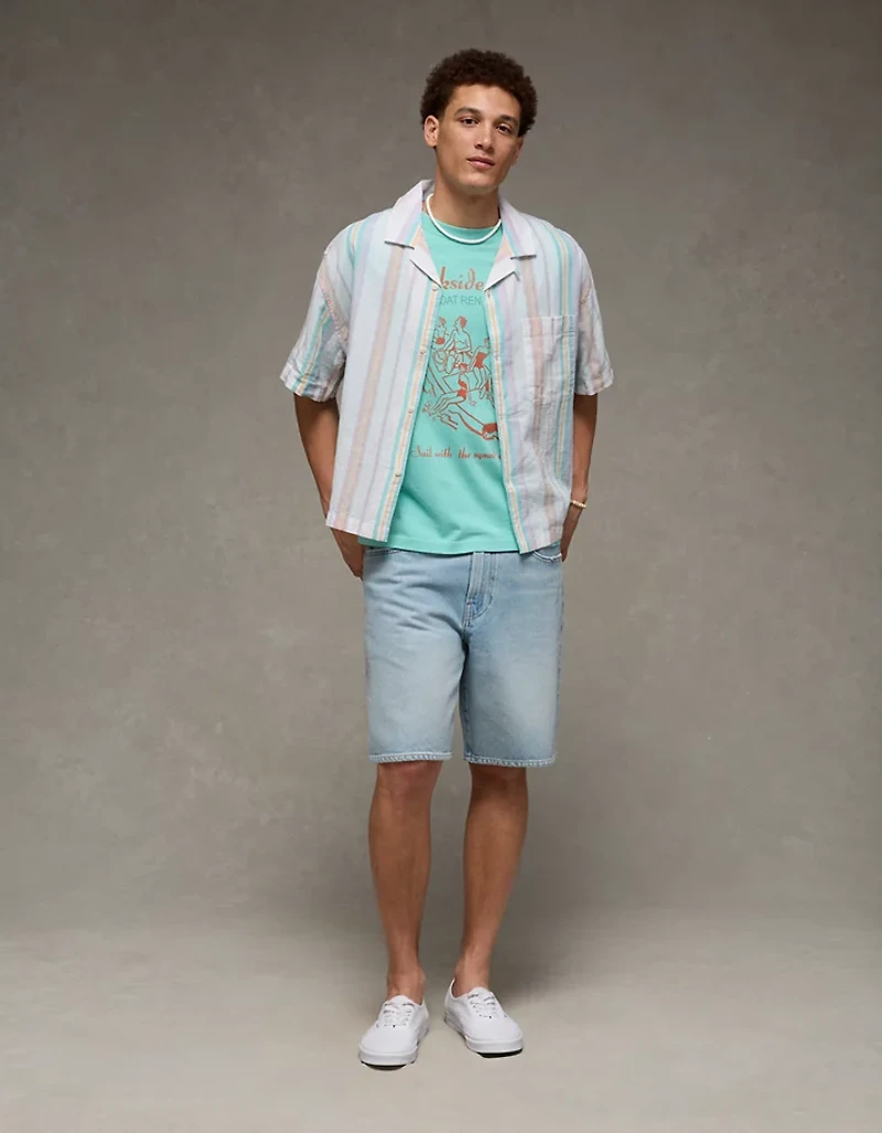Chemise boutonnée à col cubain et coupe décontractée en oxford Fierté AE