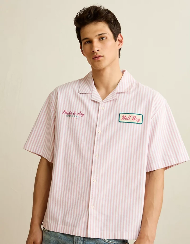 AE Pride Relaxed Fit Oxford Camp Collar Button-Up Shirt